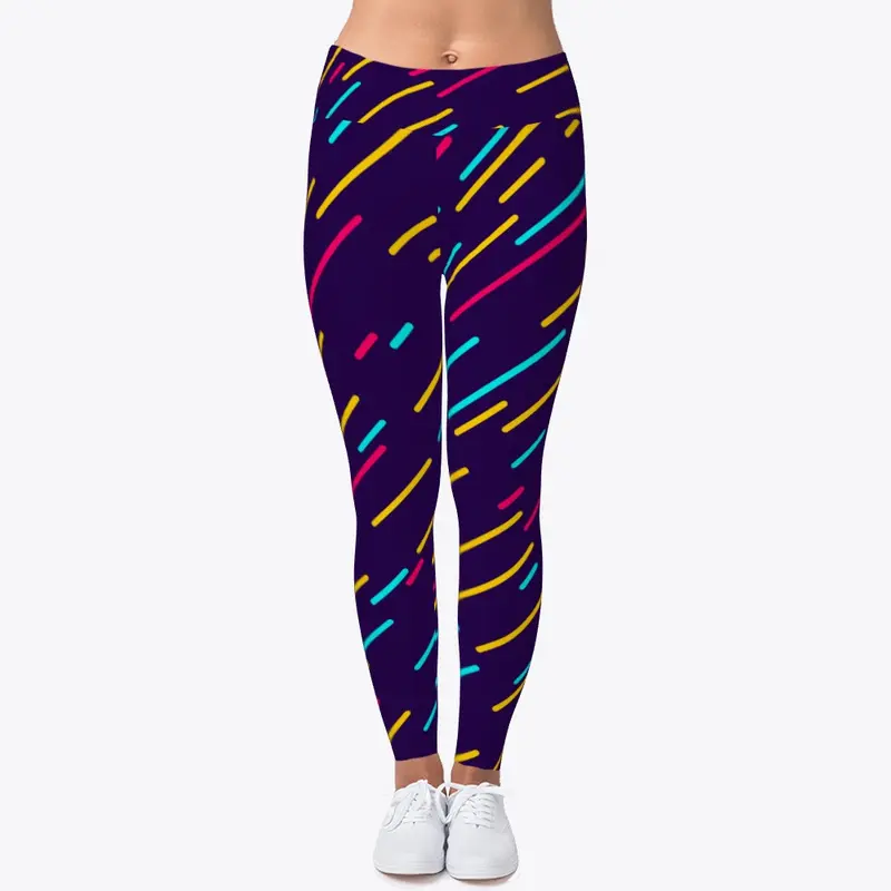 Angled Colored Lines | Leggings