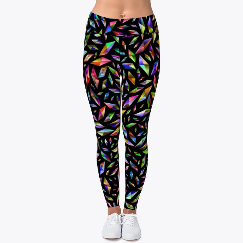 Colorful Diamonds on Black Leggings