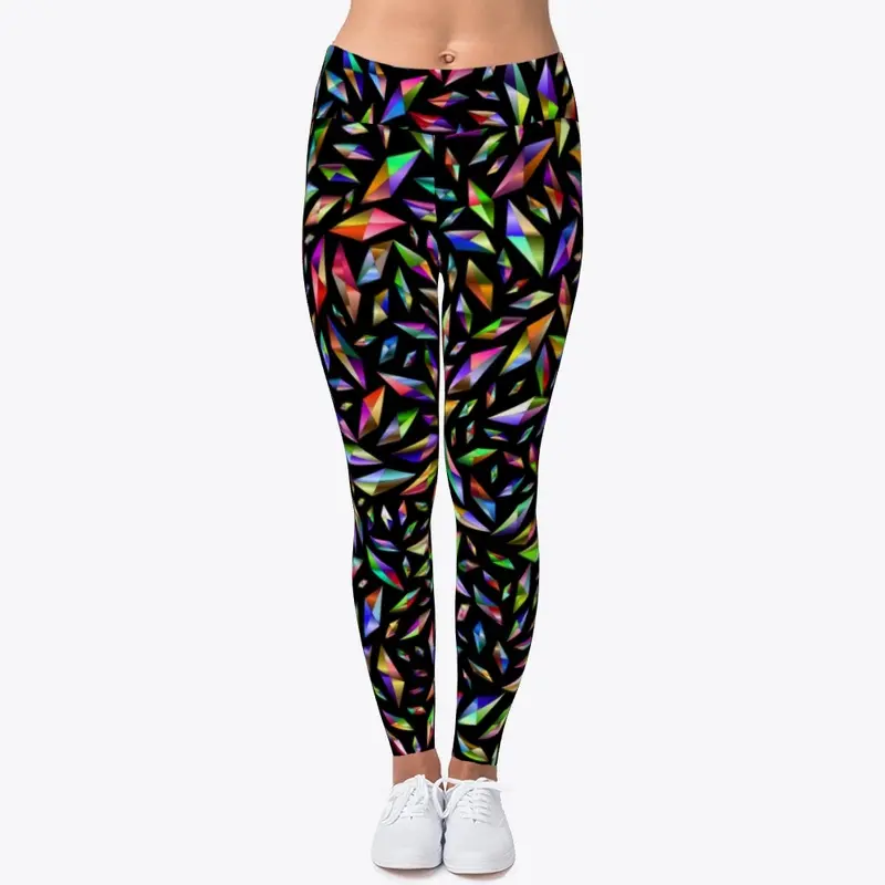 Colorful Diamonds on Black Leggings